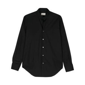 TINTORIA MATTEI Men's Band Collar Long Sleeve Button-Up Shirt Men BLACK Shirts